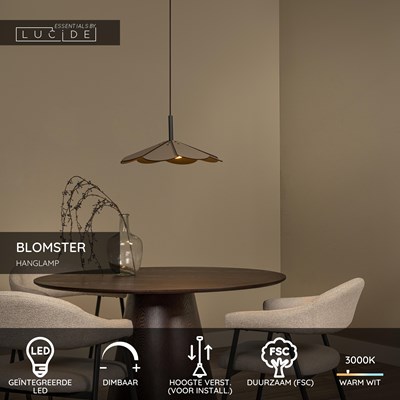 Lucide BLOMSTER - Hanglamp - Ø 47 cm - LED Dimb. - 1x9W 3000K - Taupe | Essential